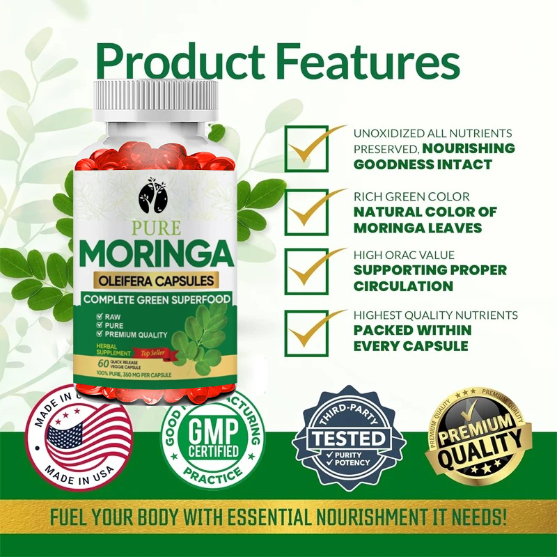 Moringa Capsules -60 Capsules  – Moringa Leaf Powder recenzja i cena