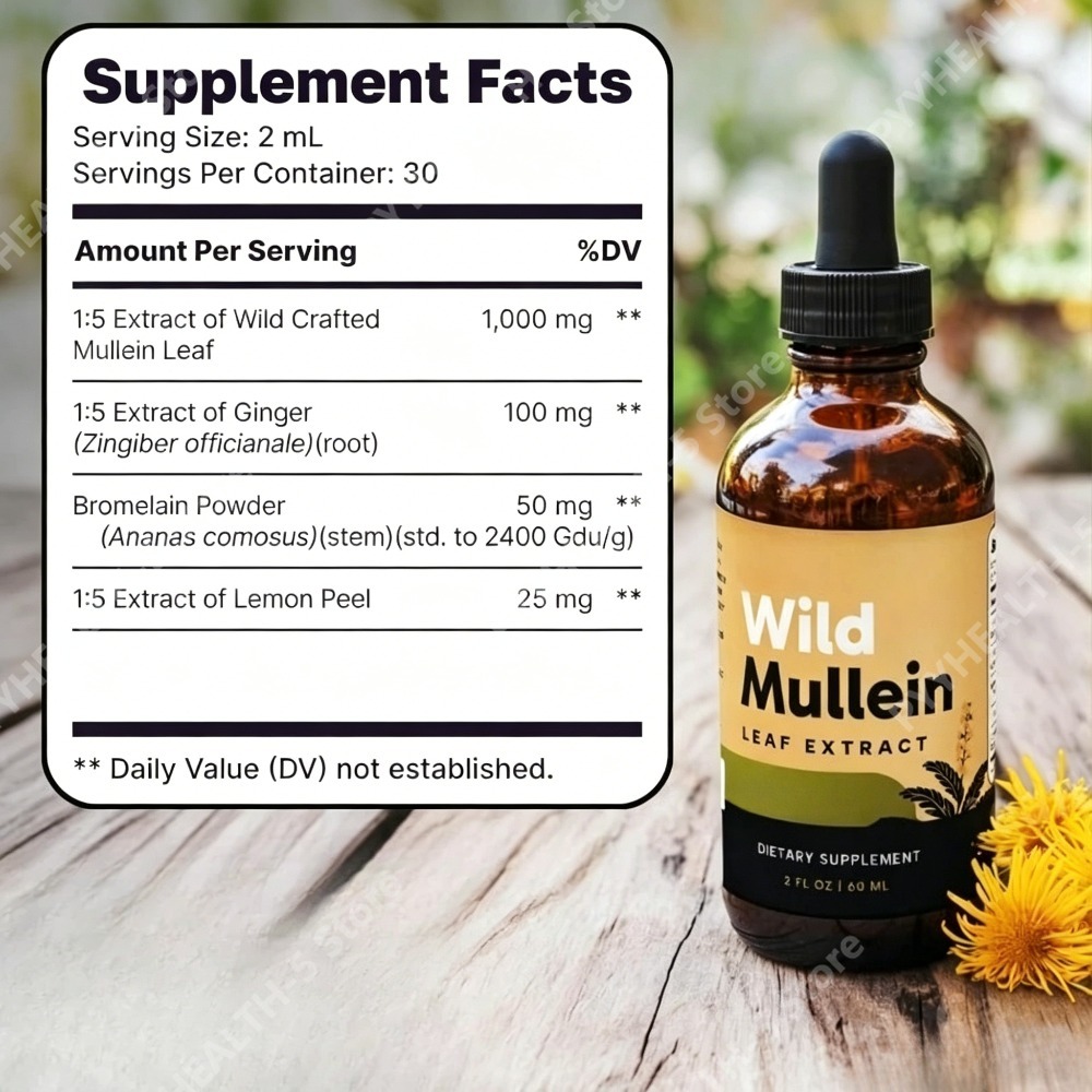 Wild Mullein Leaf Drops with G – Herbal Wellness Drops recenzja i cena