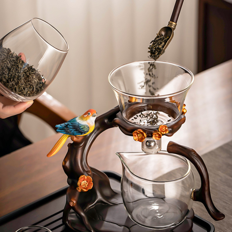 Glass Automatic Tea Set  Lazy  – Nettle Leaf Tea recenzja i cena