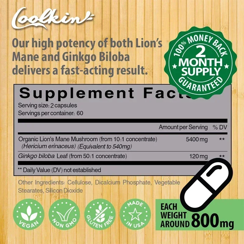 Coolkin Lion's Mane Mushroom E – Ginkgo Biloba Extract recenzja i cena
